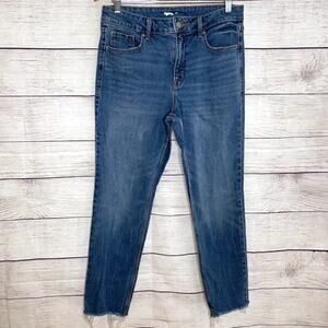 Old Navy Medium Wash Raw Hem Skinny Leg Jeans 12